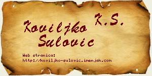 Koviljko Šulović vizit kartica